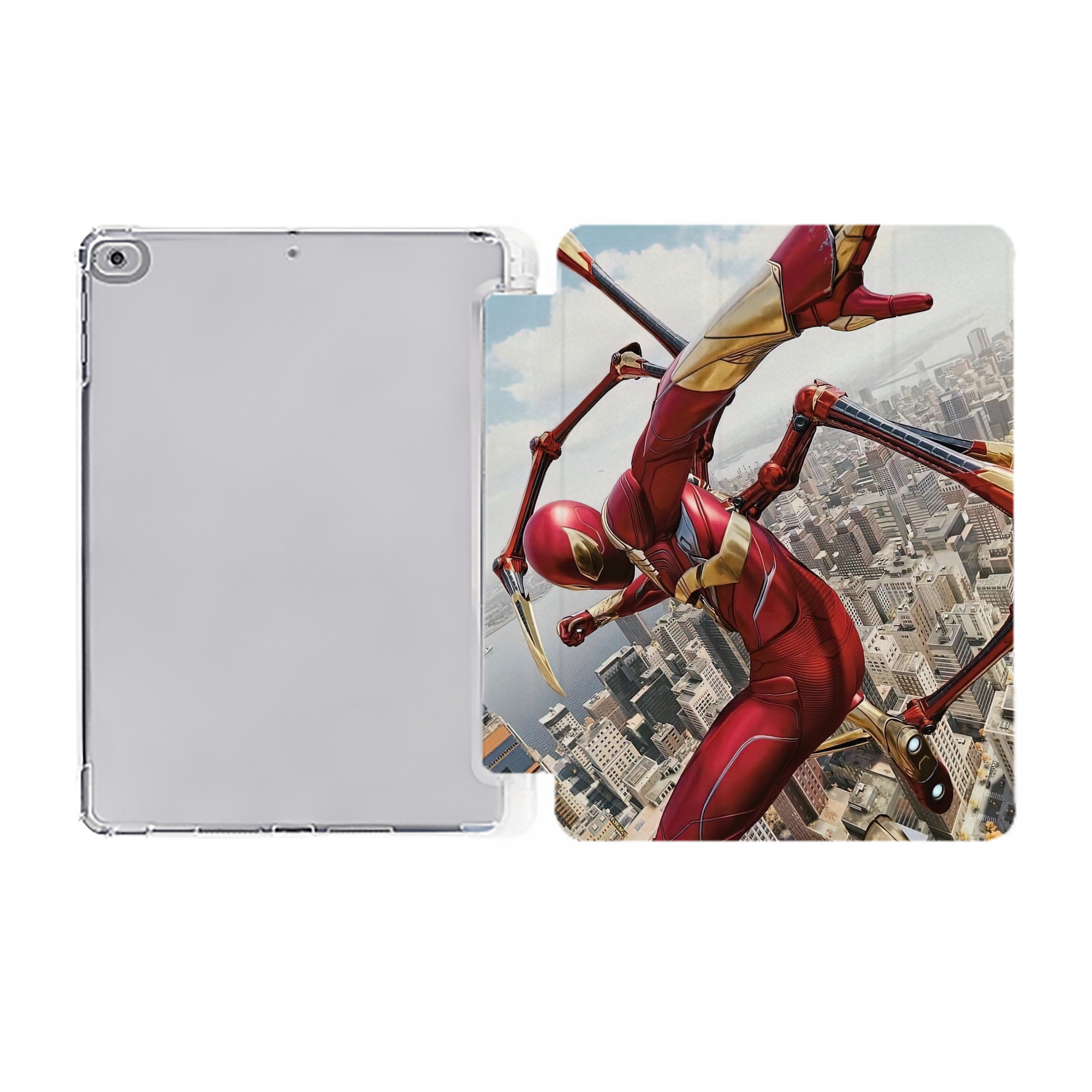 （画像用） Spider Man スパイダーマン IPad ケース ペン収納付き 三つ折りスタンド PUレザー×シリコン 対応機種9.5/10.5/10.9インチ